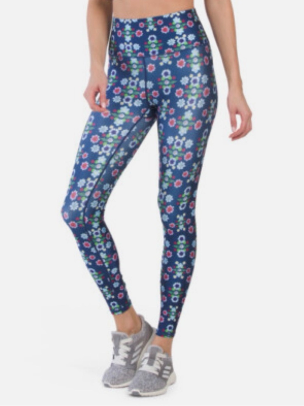 Terez High Shine Gardenista Print High Waisted Leggings Soft Stretch Size Med